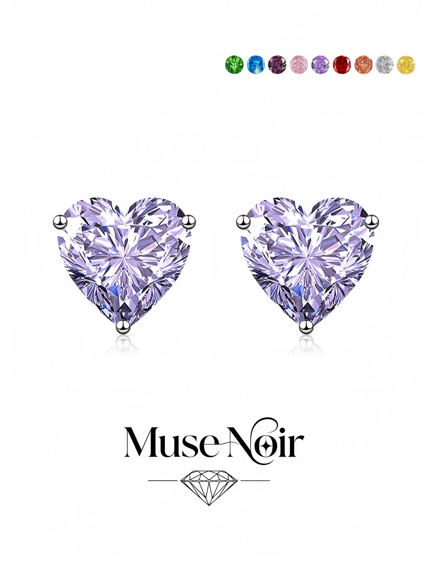 Heart Star Match Romantic Stud Earrings are sweet heart-shaped jewelry with S925 silver posts. Trendy colorful gems make them ideal dating gifts for daily looks, vacations and formal dinners.