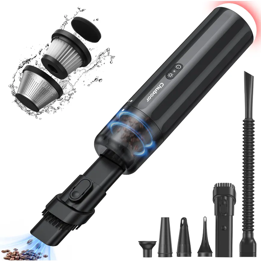 CHUBOOR P16 Rechargeable Cordless Handheld Vacuum Cleaner for Car Users, 15000PA High Suction, Blowing Function, HEPA Filter, 8000mAh Battery, 20-25 Mins Runtime, 6 Nozzles, 1 Extra HEPA Filter, Portable Size, Compact