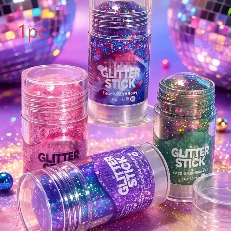 Waterproof Glitter Makeup Stick, Multi-Purpose Shimmer Cosmetic, Face Hair Body Use, Shimmering Body Glitter, Kids Adults, Parties Festivals Halloween
