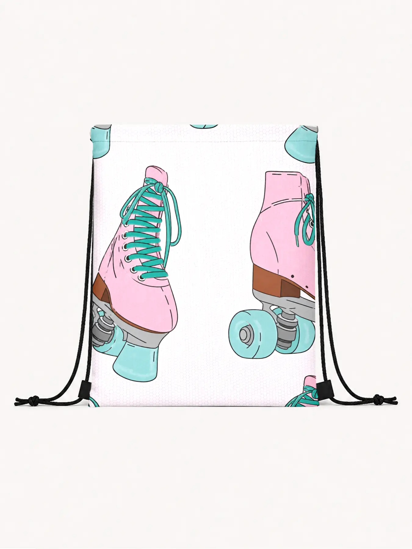 Vintage Roller Skate Pattern Drawstring Backpack, Waterproof Fabric, Ideal for Skating, Fitness, Travel, Perfect Gift for Roller Enthusiasts