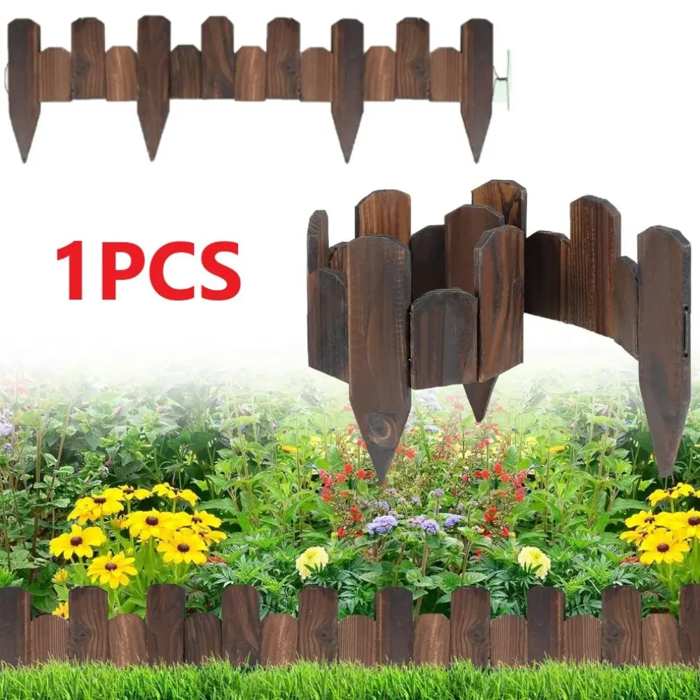 Wooden Garden Edging 42.5*13.5 Inch, Sturdy Flexible Wooden Landscape Border Fence, Weather Resistant Natural Wood Structure, Easy To Splice and Install, Neat Partition Decor for Yard Lawn, Flower Beds and Outdoor Garden Landscape Layout