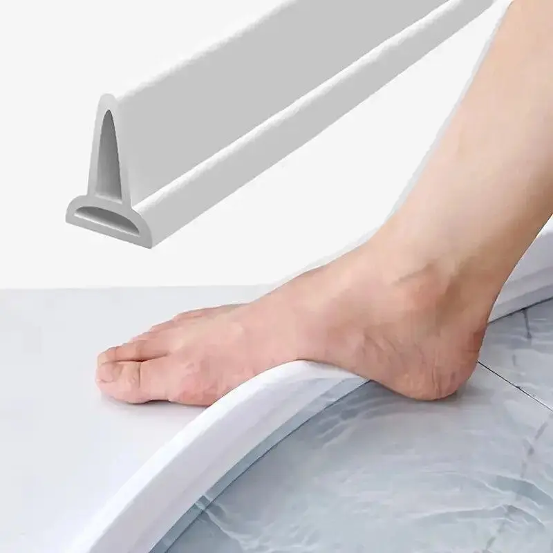 1M/2M Bathroom Retention Basin Water Stopper Silicone Retaining Strip Water Shower Dam Flood Barrier Dry And Wet Separation Blocker