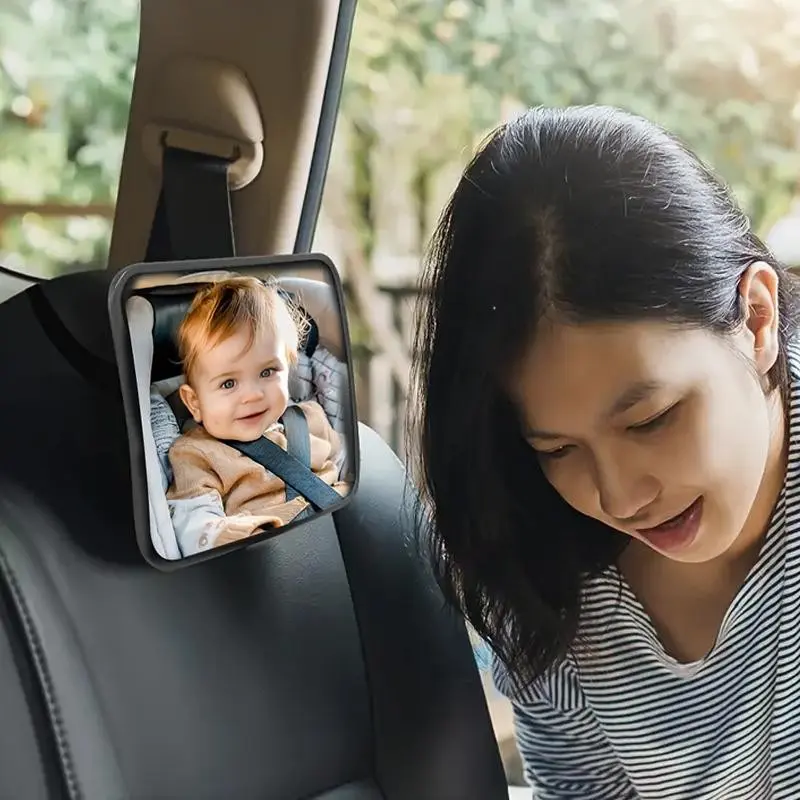 Baby Back Seat Mirror for Reverse Viewing, Crash Tested and Shatter-Resistant Design, Wide Clear Vision, Car Safety Accessory, Car Accessories