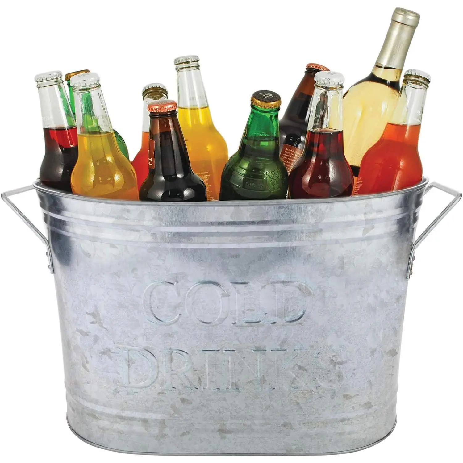Insulated Drink Galvanized Bucket,  and Beverage Tub, Metal Bucket, Ice Buckets for Parties, Holds 5.35 Gallons,