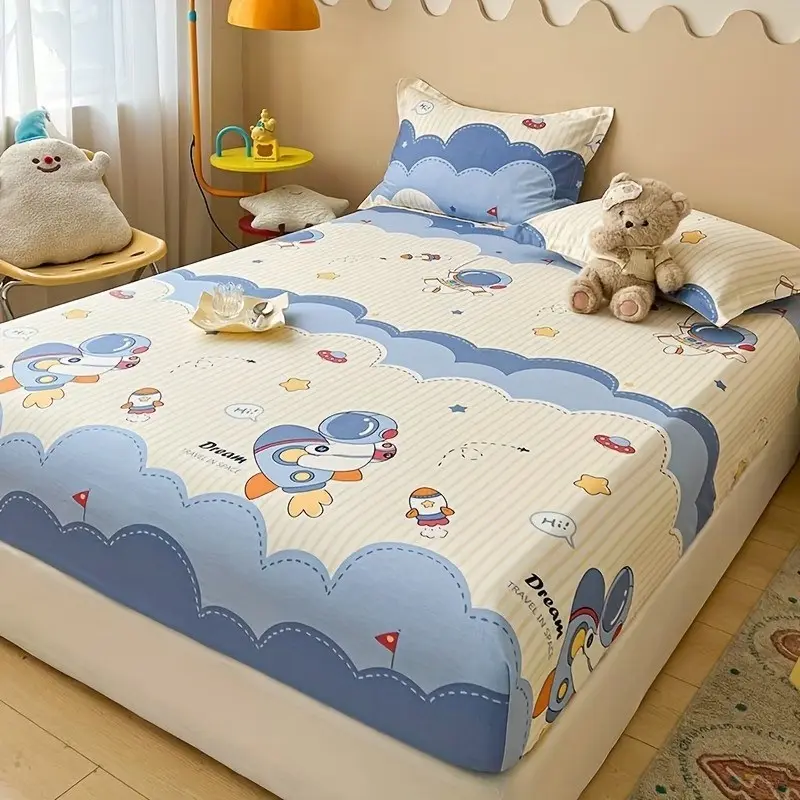 3pcs Bed Sheet + Pillowcase Set, Cartoon Design, Active Dye Print, Bedroom Bedding, Comfortable Home Textiles, Perfect for Daily Use