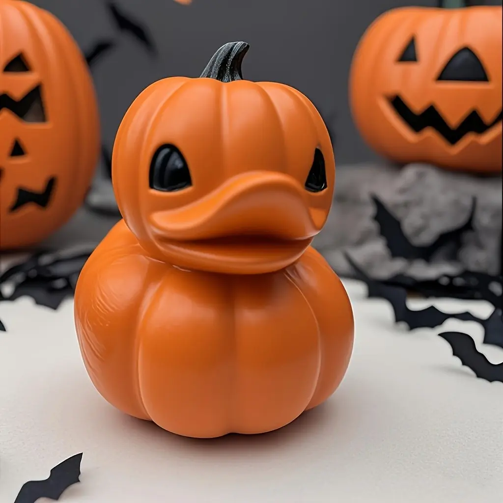 Pumpkin Duck Halloween Decoration, Resin Desktop Ornament, Home Bedroom Decor, Halloween Atmosphere Gift, Unique Holiday Accessory