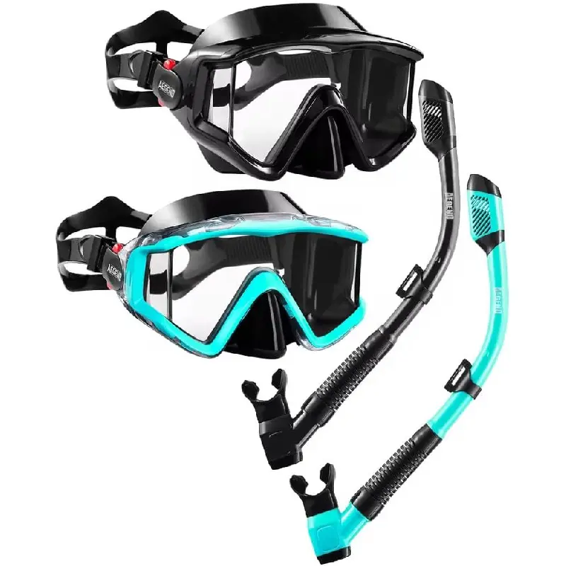 Snorkeling Gear for Adults Youth Kids, Snorkel Mask with Top Dry Valve - Panoramic View Anti-Leak and Anti-Fog with Mesh Bag for Snorkeling, Scuba Diving, Freediving & Swimming