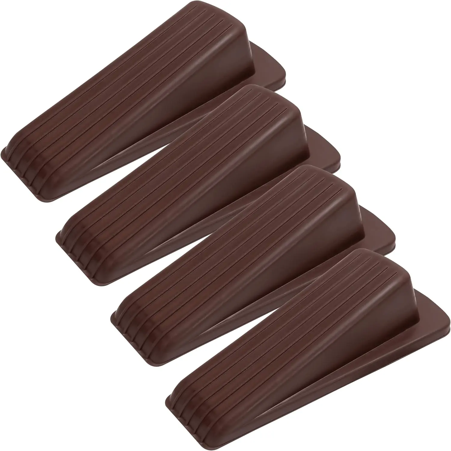 Heavy Duty Rubber Door Stoppers, 4-Pack Residential/Commercial Use Door Hardware, Brown, 4.8 In x 2.2 In x 1.3 In, Rubber Base