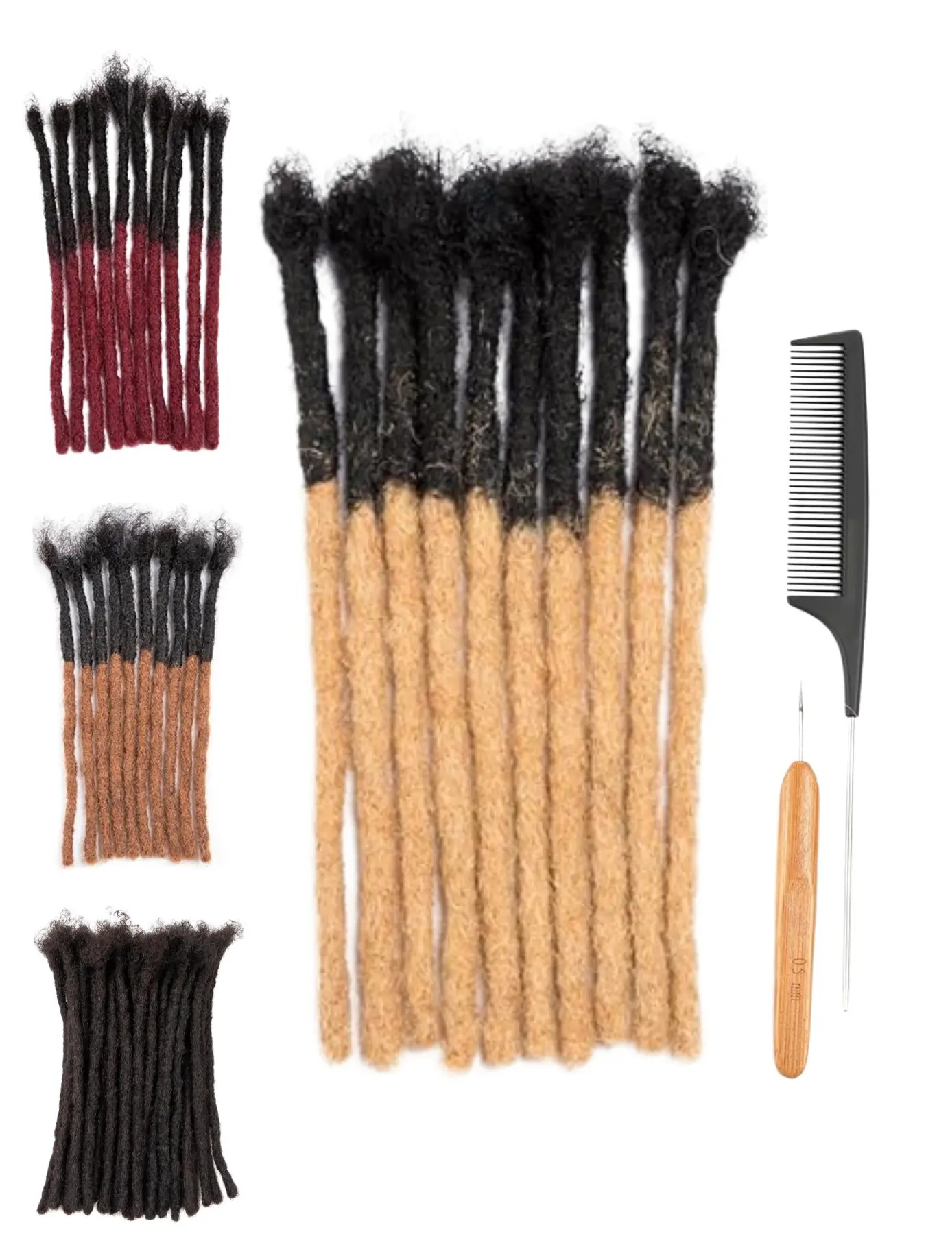 Real Human Hair Dreadlock Extensions 1B27 Ombre Color Locs Hair 6-16 Inch Natural Dreadlocks Handmade Temporary Dreads for Women Men Afro Hairstyles DIY Braiding Hair Accessories Soft Texture Easy Attachment Full Head Styling 10-80 Strands Per Pack