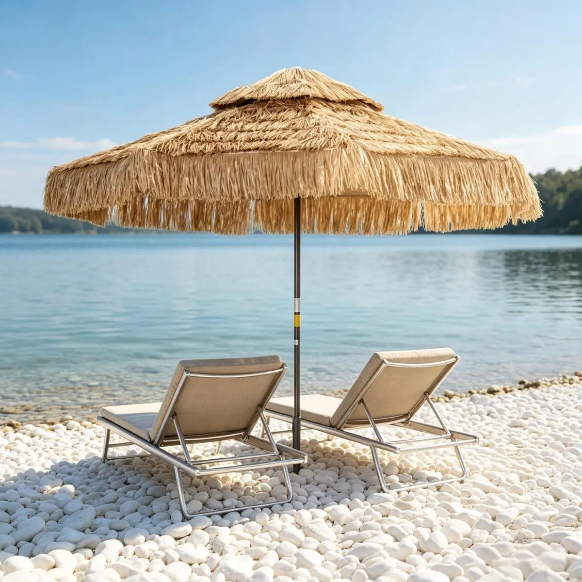 AobtkelStraw Tassel Design Garden Umbrella,Hawaiian Style Outdoor Umbrella,Patio Umbrella(Only Umbrella) On-Site
