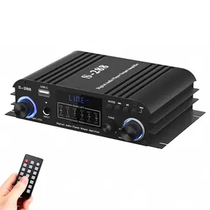 S-288 4 CH  5.0  Audio Amplifier, RMS 45Wx4, Max 600W HiFi Stereo Power Amplifier USB, SD, FM Class D Speaker Amp for  Theater Karaoke, with Power Adapter & Remote Control