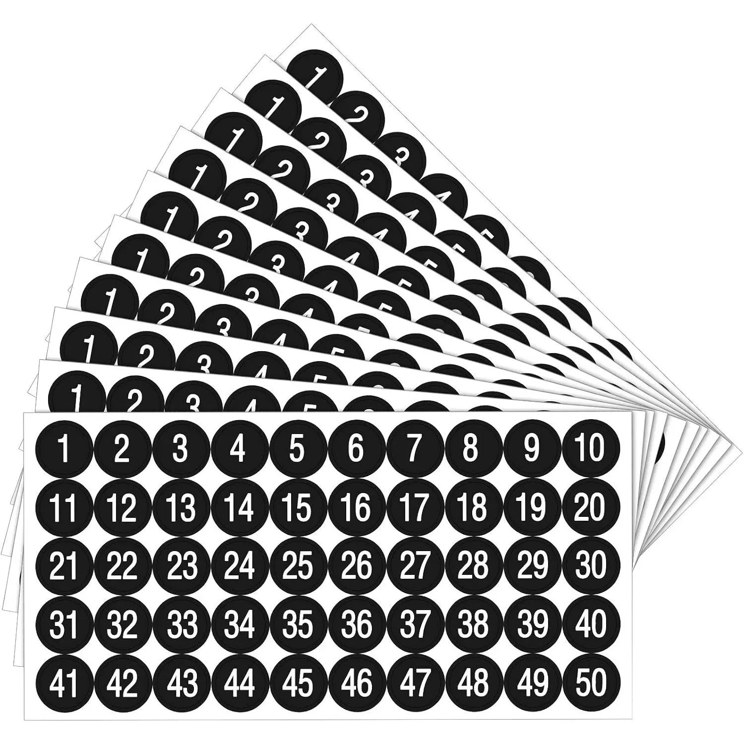 10 Sheets 1 to 50 Small Number Stickers for Classroom Vinyl Consecutive Number Stickers Self Adhesive Waterproof Decal Labels for School Inventory Classification