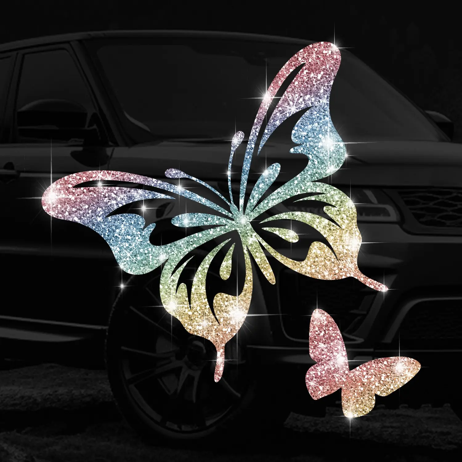 1pc Large Butterfly And Small Butterfly Car Decoration Stickers That Do Not Damage The Car Paint And Are Suitable For Car Truck Motorcycle And Laptop Decoration Stickers Universal Car Sticker Car Decorative Sticker