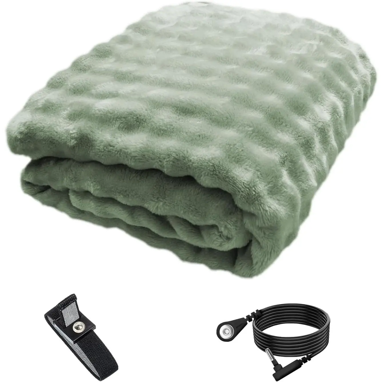 Grounding Blanket Grounding Sheets , Grounding Throw for Improved Sleep, Relieving ,Conductive Grounded Mat for Bed with Grounding Wire (Green, 50 * 60 in)