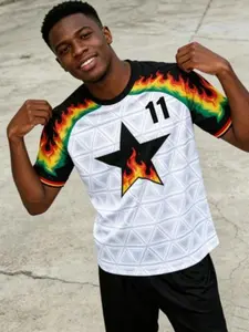 Ghana Theme Sporty T-Shirt, African Totem Geometric Print, Breathable Short Sleeve, Streetwear/casual/, Unisex