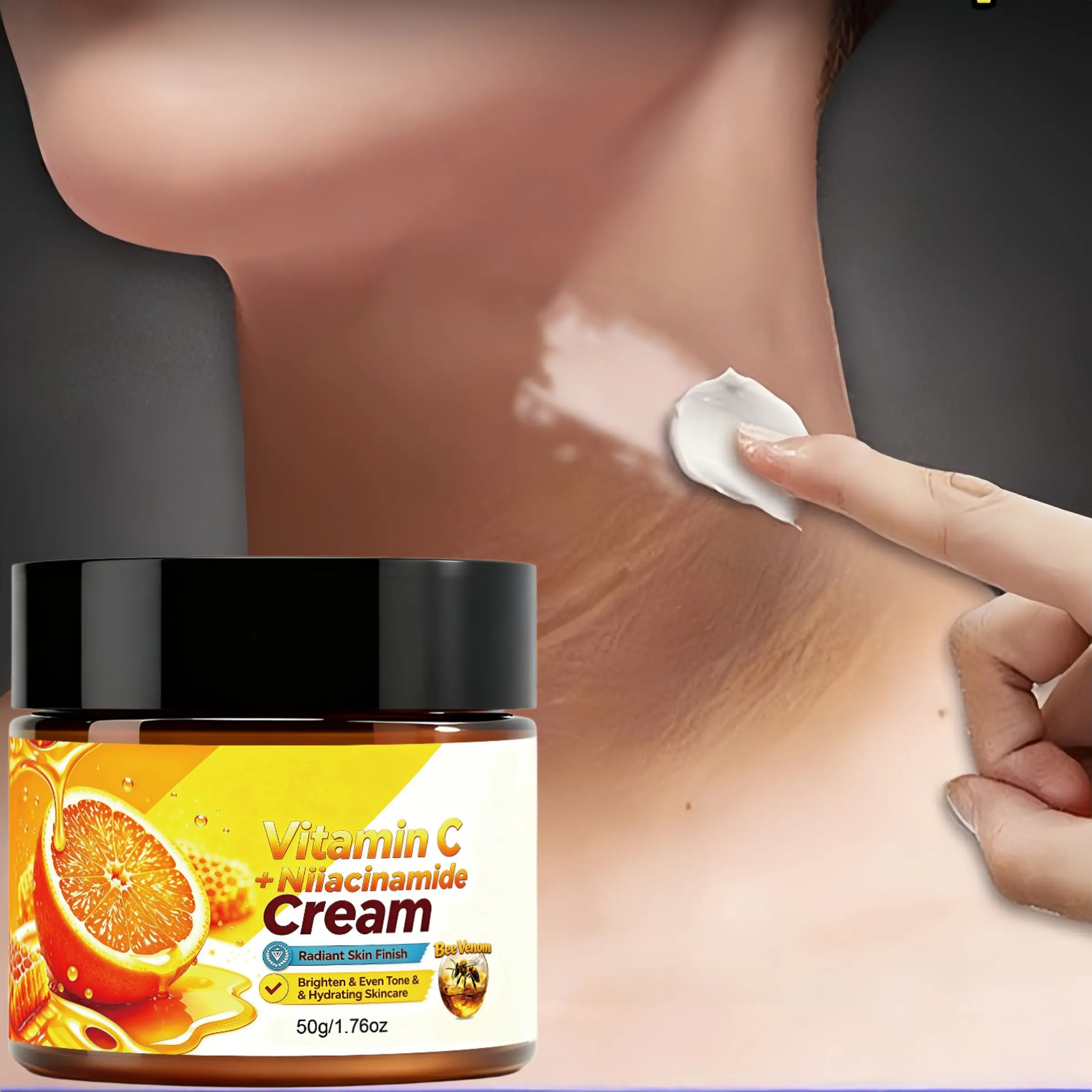 Bee Venom Vitamin C Niacinamide Face Cream Deep Hydrating Moisturizer Relieve Dull Skin Even Complexion Radiant Brightening Nourishing Daily Facial Skin Care Cream 50g