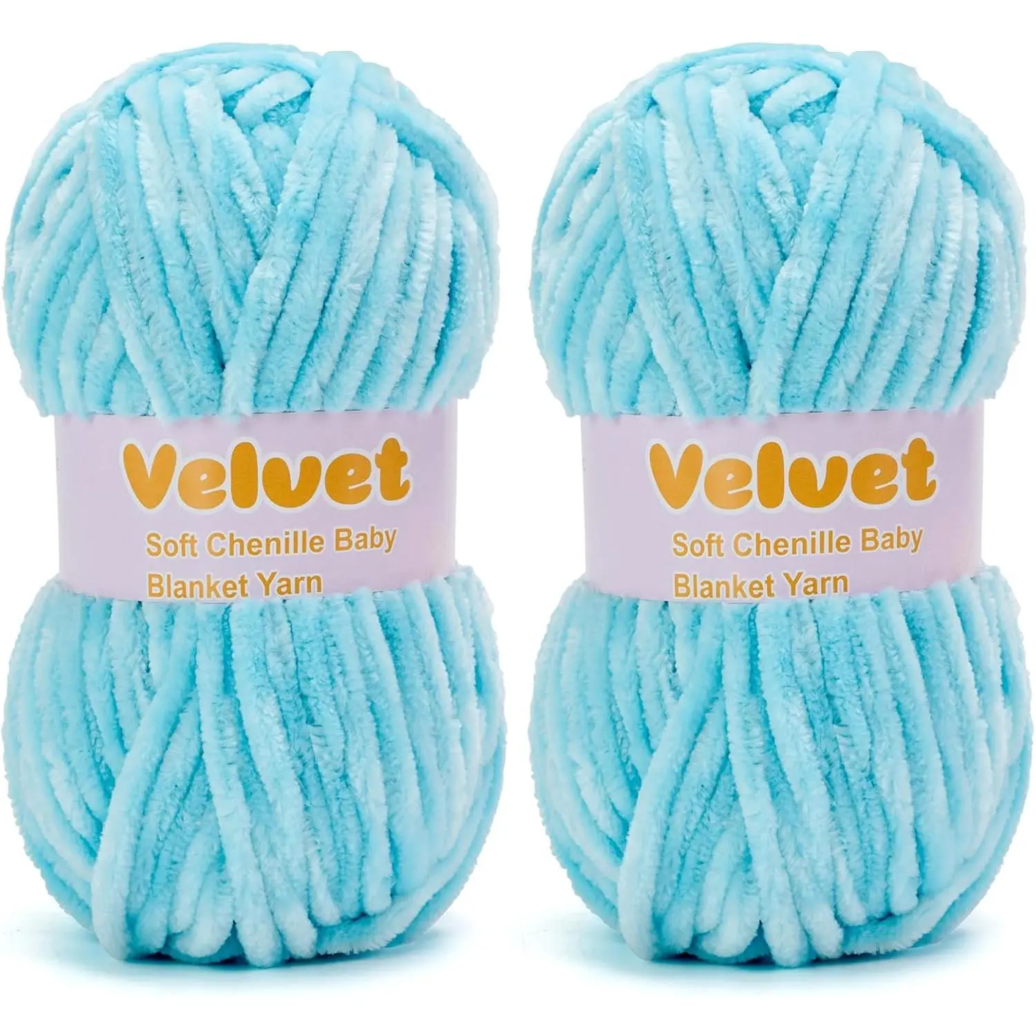 Yarn Chenille Yarn for Crocheting and Knitting Soft Chenille Bulky  Blanket Yarn DIY Weaving Craft 2pack Blue(4oz 66yds Each)
