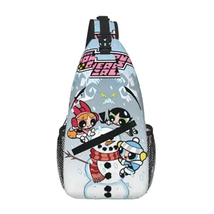 The Powerpuff Girls Chest Bag Large Capacity Lightweight Sling Bag for Daily Commute Outdoor Camping Business Travel, Cartoon Casual The Powerpuff Girls Merch Shoulder Backpack for Tablet, Gift for Men Women Kids