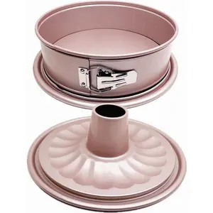 10 Inch Springform Pan with 2 Bases Non-Stick Spring Form and Cheesecake Baking Mold Heavy Duty Carbon Steel Pound Cakes Tube Mould for Oven - Champagne Gold