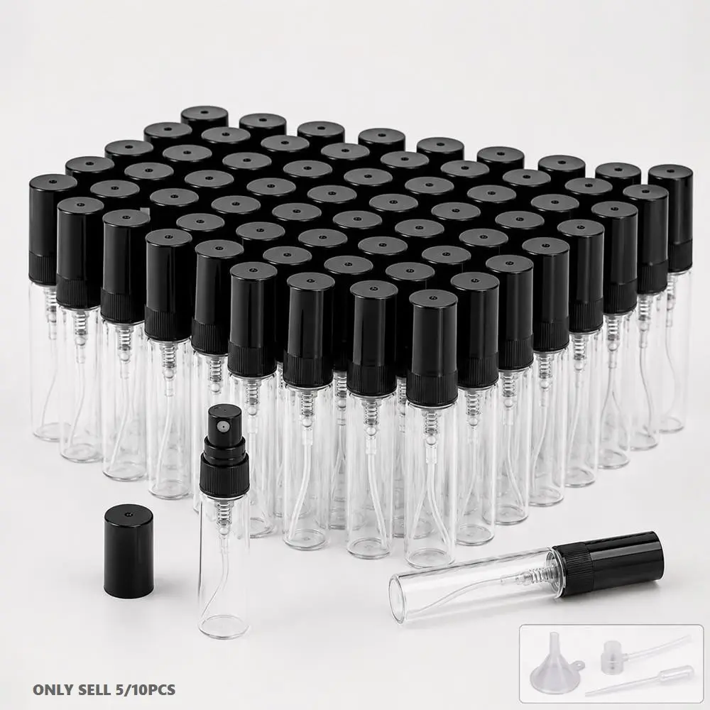 5/10Pcs 5ml Mini Spray Bottles Clear Glass Bottles Empty Fine Mist Atomizer Small Refillable Reusable for Cologne Perfume fragrances Liquid Sample Containers