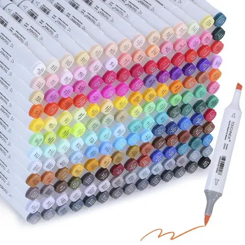Dual Tip Marker Pen Set, 30/60/80/168pcs/set Soft Brush Permanent Alcohol Markers, Art Markers Set for Adults & Students, Waterproof Brush Marker, Permanent Drawing Markers, Dual Tip Pens, Dual End Marker, Coloring Supplies