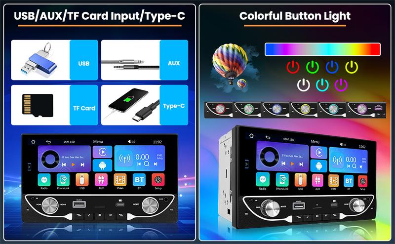 Hikity Double Din Car Radio with Wireless CarPlay Android Auto, Auto Radio with Bluetooth Hands-Free 6.86 Inch Touch Display Radio support DVR FM/EQ/AUX+Rear View camera