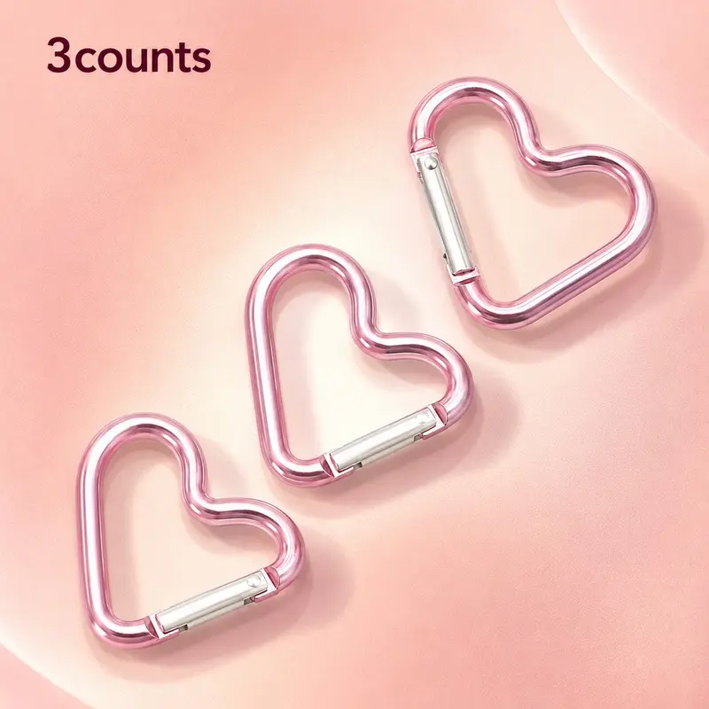 Heart Shaped Binder Clip, Durable Metal Binder Clip, Multipurpose Binder Accessories for Outdoor Climbing Hiking Carabiner