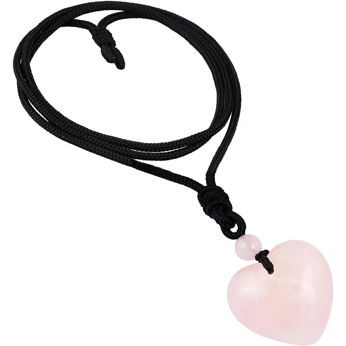 Women's Carved Stone Heart Chakra Quartz Pendant Crystal Necklace, Corded Healing Amulet Jewelry for Women, Heart-Shape Design with Cord