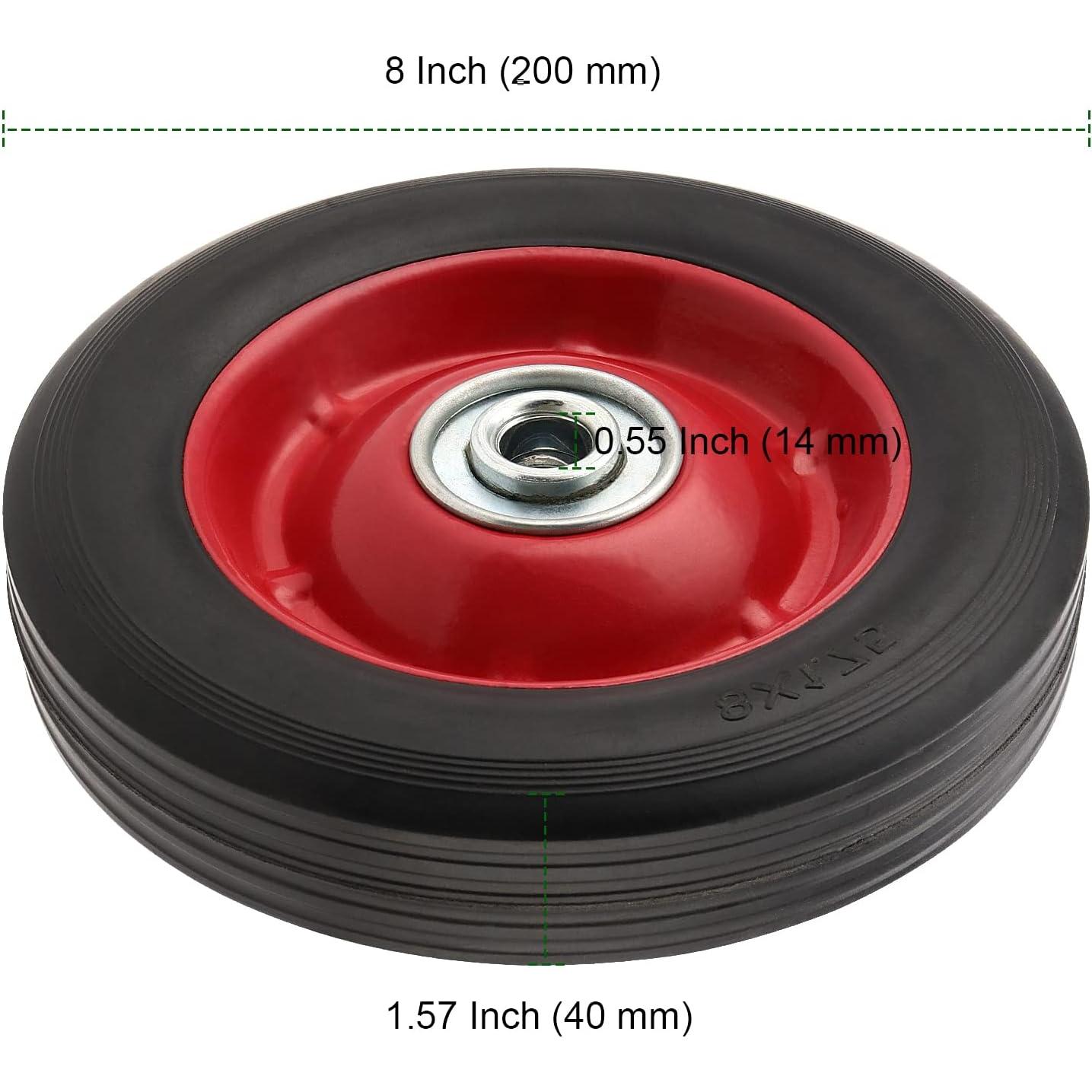 4 count 8 Inch Solid Rubber Tire, Flat Free Solid Rubber Wheels, Hand  Replacement Wheels, 1/2-Inch Axle Hole, 220 lbs Max Load-Bearing Capacity