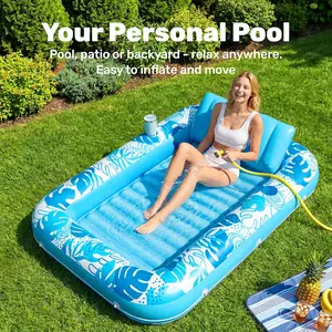 Inflatable Maple Leaf Water Bed, L/xl Twin Inflatable Pool Float with Pillow and Cup Holder, 4-In-1 Sun Lounger, Party Gift, Pool Rest Bed