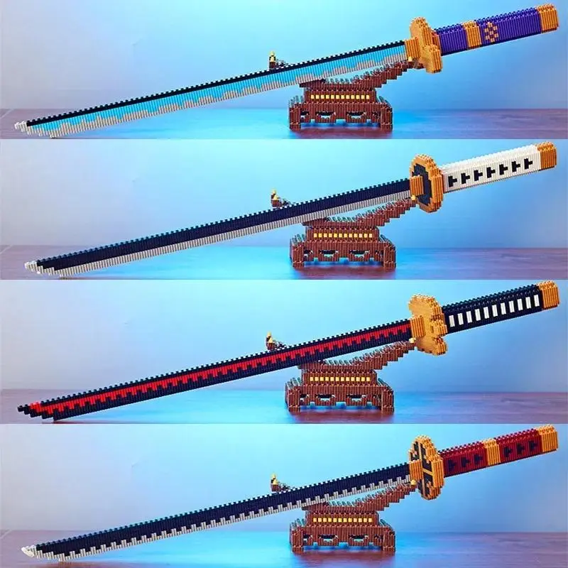 Samurai Sword Building Blocks Ninja Blade Katana Japanese Anime Butterfly Nichirin Knife Bricks Children Toys