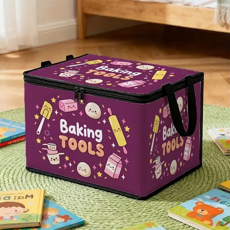 Creative L-Shaped Baking Storage Box with Lid, Foldable Zipper Bag, Blanket Organizer, Bathroom Storage, Home Gift, Closet Organizer