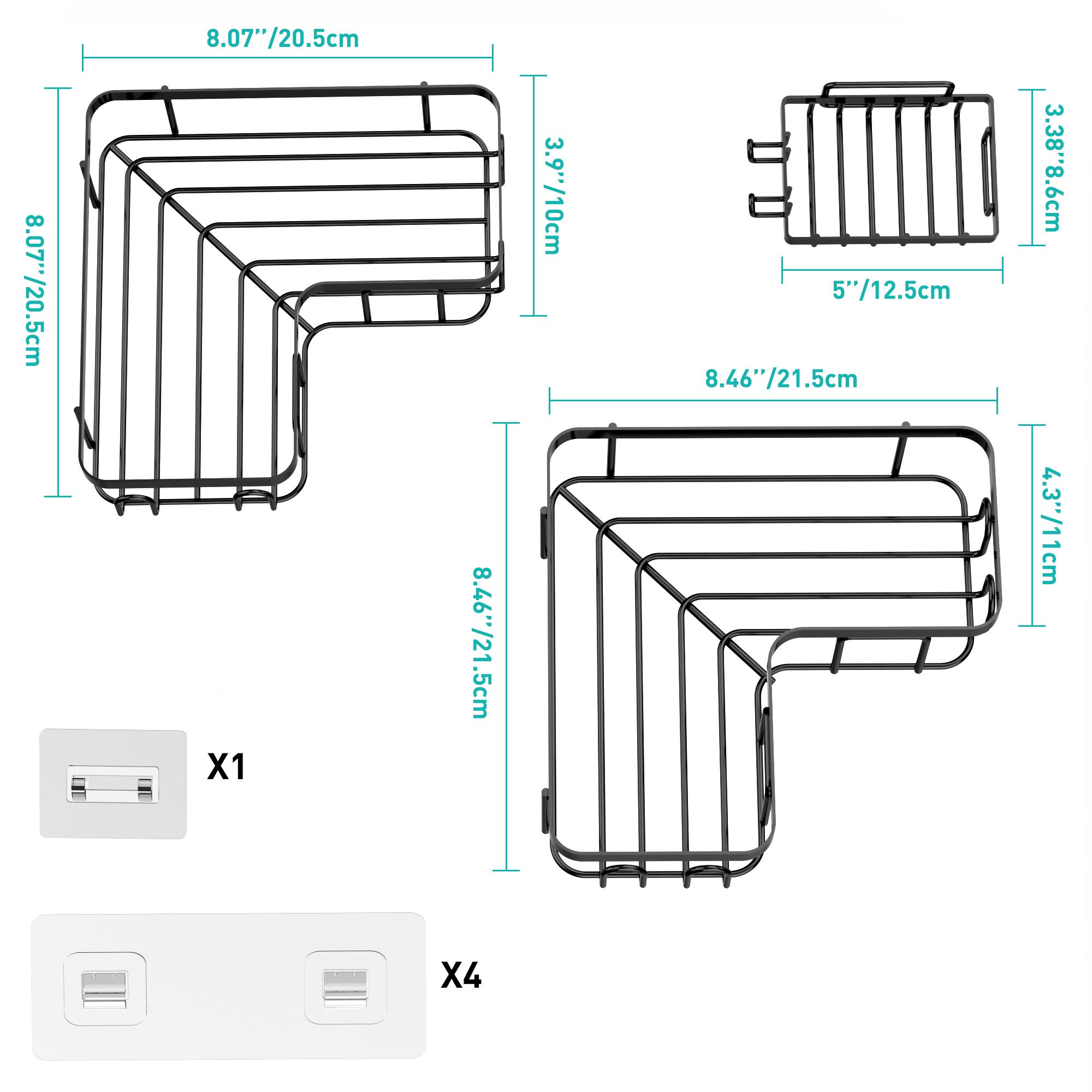 Corner Shower Rack, 3 Counts/set Bathroom Storage Rack with Soap Holder, Rustproof Storage Basket for Bathroom, Bathroom Accessories, Shampoo Organizer