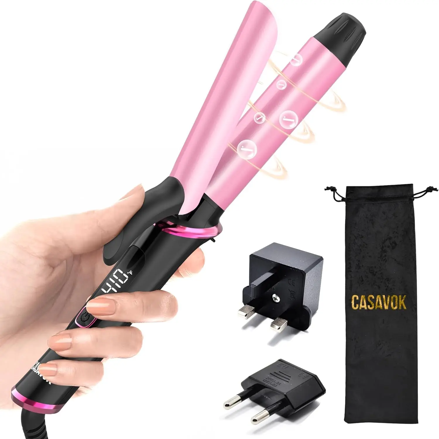 Mini Curling Iron for Travel,110~240V Dual Voltage with European Plug Adapter,Small Curling Iron for Short Hair,Tiny Curling Irons for Women,Anti-Scald Cover,Auto-Off,5 Temp Digital Settings,1 InchGift.