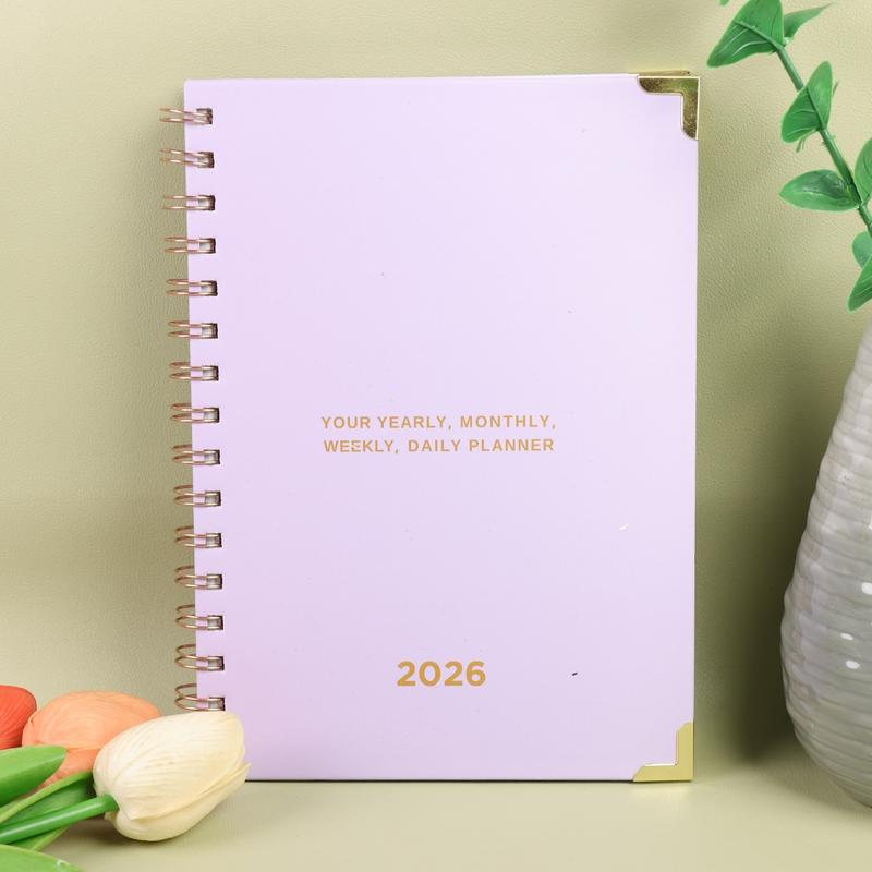 2026 Soft Lavender All-in-One Planner: Elegant Spiral-Bound Organizer with Luxe Gold Accents – Complete with Yearly Overviews, Monthly Spreads, Weekly Breakdowns & Daily Pages to Keep Your Life Organized in Understated Style