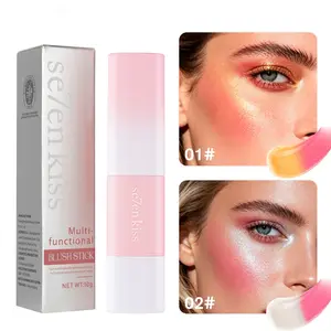 Multi-functional temperature-changing powder blusher stick, smooth application, long-lasting makeup, natural makeup effect