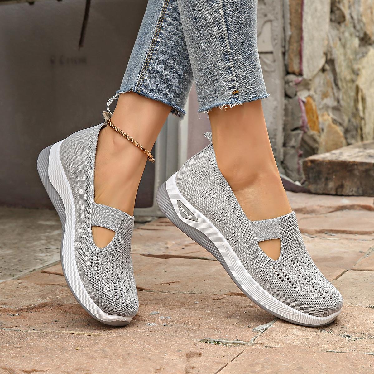 Women Breathable Knit Slip Ons Ultra Soft Sole Comfort Walking Shoes For All Day Wear Indoor And Outdoor