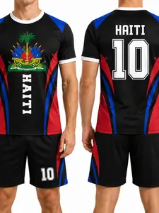 Men's Football Jersey, Haiti Panama Curaçao Soccer Shirt, Team Apparel, Fan Clothing, Game Day Gift, Sporty Long Slim Fit T-Shirt