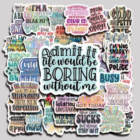 50PCS Sarcastic Aesthetic Vinyl Stickers Pack for Laptop Water Bottle Phone Case Skateboard Journal Scrapbook DIY Decoration Decorative Sticker