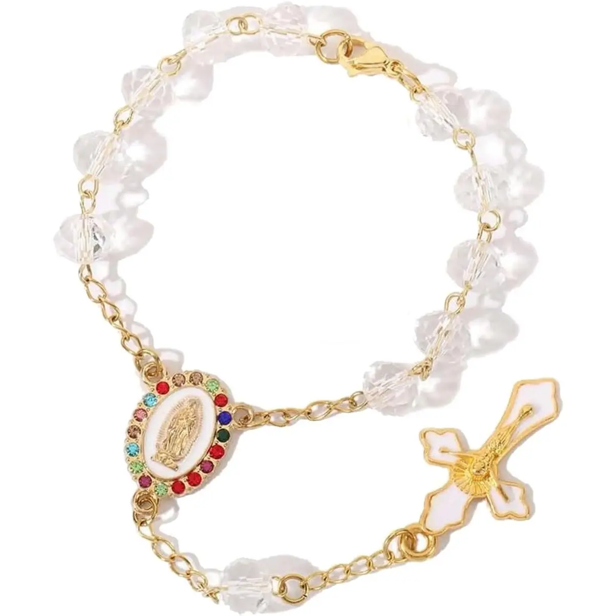 Rosary for Rearview Mirror , Mirror  Accessories Charms for Rear View Mirror Catholic Religious Gifts for Women (B)