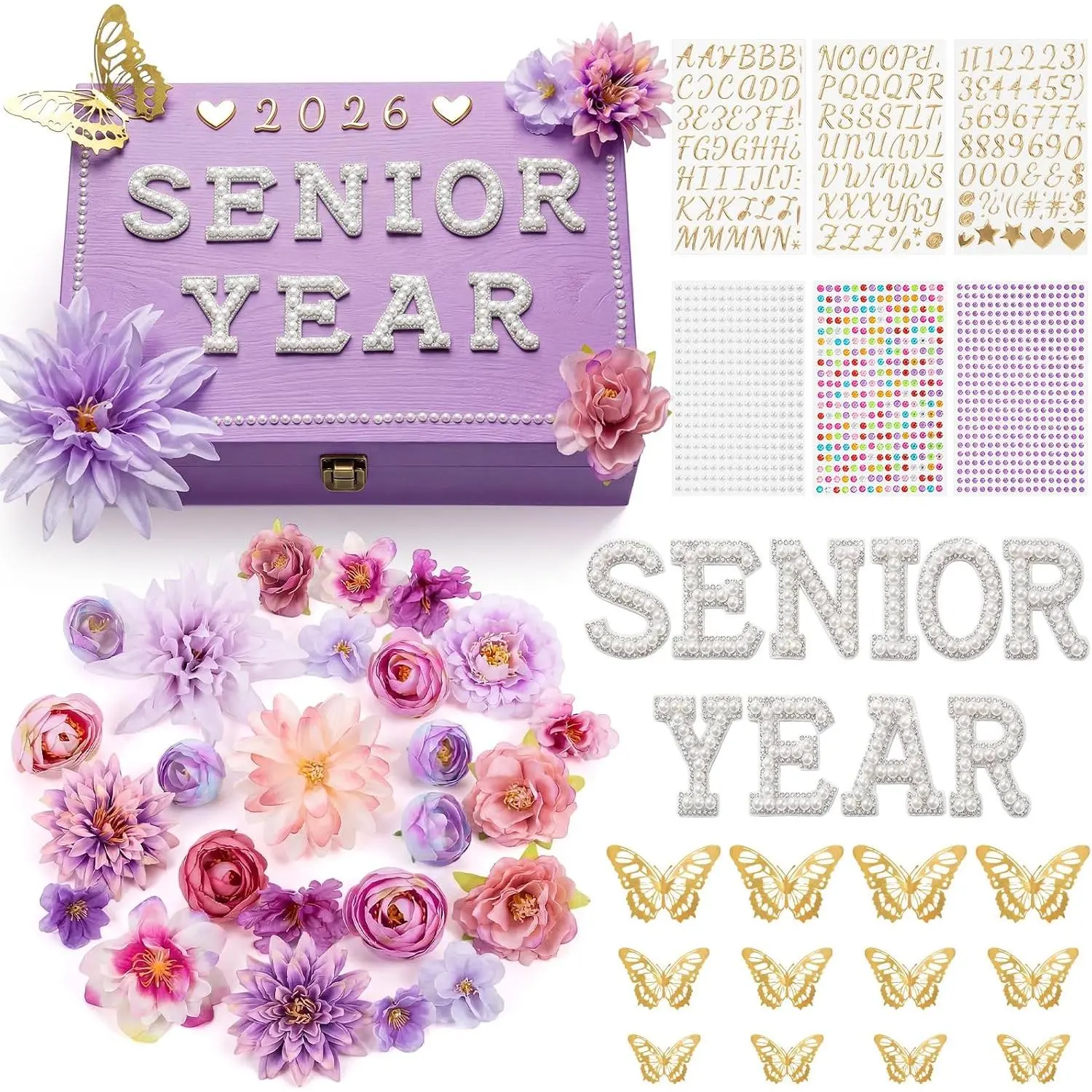 2027 Senior Memory  Box and DIY Accessories, | Large Decorative  Box with Hinged Lid, Personalized  Crafts, for Storage Photos Letters , 11.8x8.6x3.15 Inch