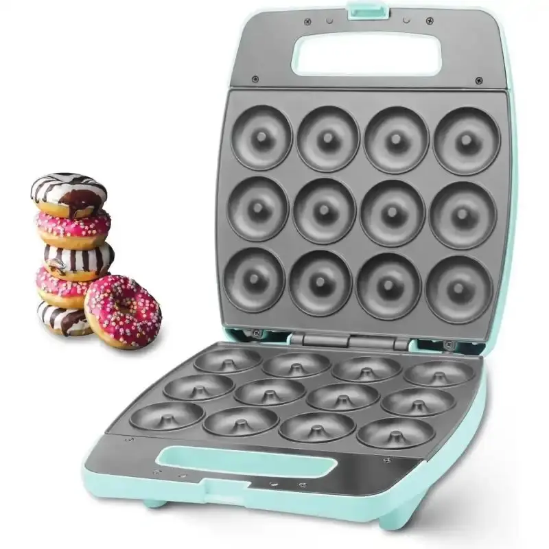 12-Cavity Compact Electric Mini Round Donut Maker - 1-Unit Home Kitchen Appliance with Nonstick Cavities, Easy Batter Application, Quick Cleanup, Ideal for Breakfast, Snacks, 12 Cavities
