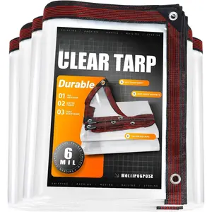 Clear Tarp 4 x 6 FT Medium Duty  Tarps Cover, Grommet Every 20 Inches, for Patio, , Garden, Chicken Coop