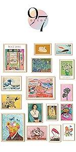Vintage Eclectic Home Decor - 16 Pcs Boho Gallery Wall Art Prints Set, Cute Dorm Posters For Room Aesthetic Pictures, Earthy Boho Wall Decor For Girl Bedroom Apartment Decoration (Unframed)