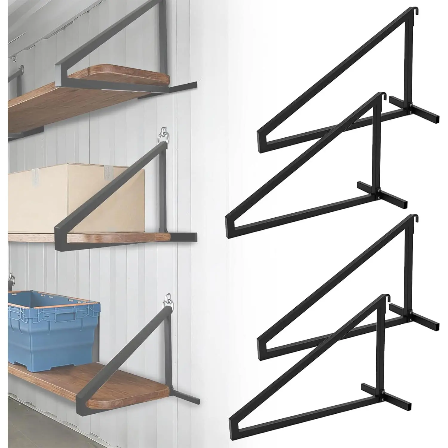 4-Pack Heavy Duty Shipping Container Shelf Brackets, No-Weld Design, Powder Coated Steel, 650 lbs Capacity, Easy Install for Trailers & Storage Units, Garages & Containers (4)