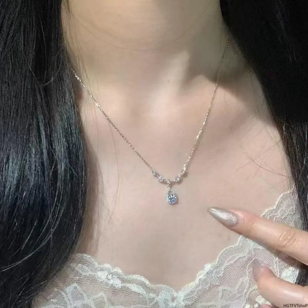 Women's Slim Mermaid Tears Pendant Necklace - Glowing Light Luxury Clavicle Chain, Elegant Delicate Bag Charm, Premium Birthday Gift for Daily Wear, Skin-Friendly, Female, Teardrops, Glowing Effect, Pendant Shape