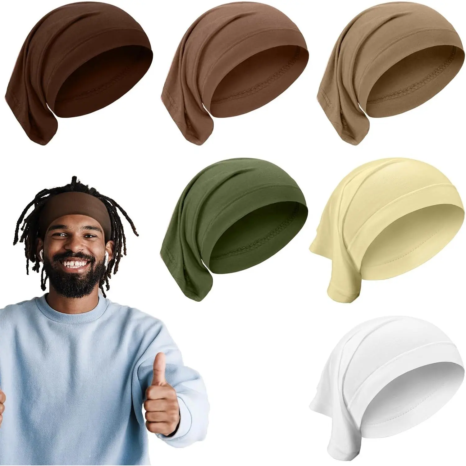6 count Spandex Dreadlock Cap Dreadlock Tube Bands Unisex Men Women Elastic Hair Dreads  Wraps Headbands for Dreads Accessories, 6 Colors( Color)