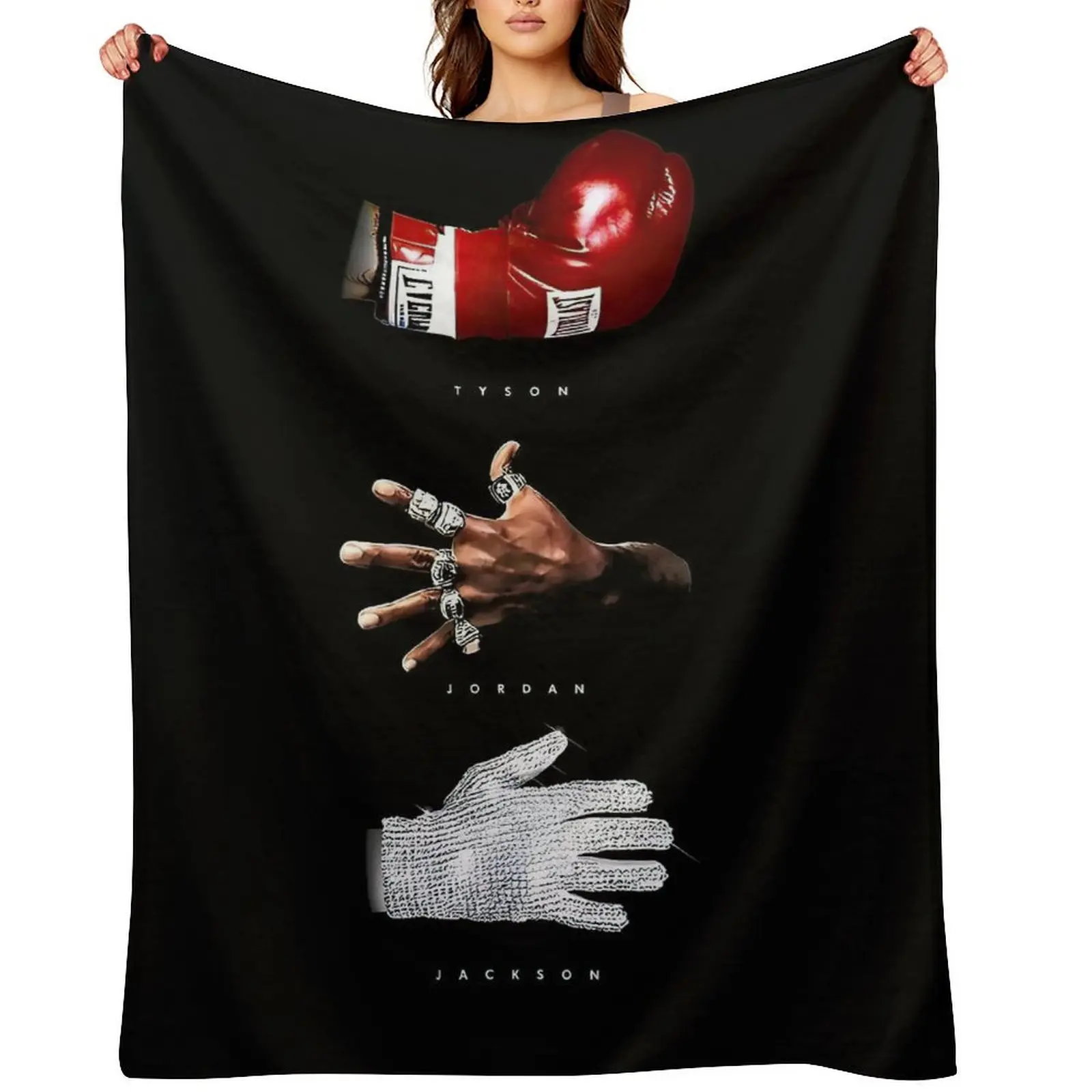 Legends Blanket - Tyson Glove Michael Rings Jackson Glove | Black Soft Fleece,Vintage