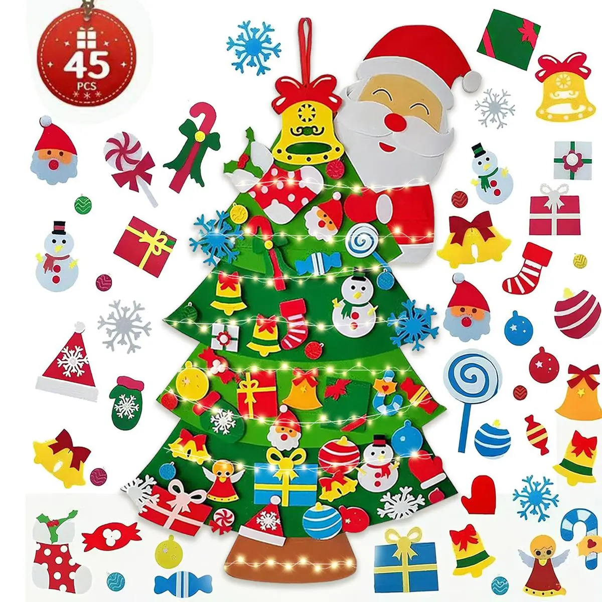 Felt Christmas Tree for Toddlers - Wall Hanging Xmas Gifts for Christmas Decorations , Indoor Christmas Home Wall Hanging Decor Decorations, Xmas Activities Gifts