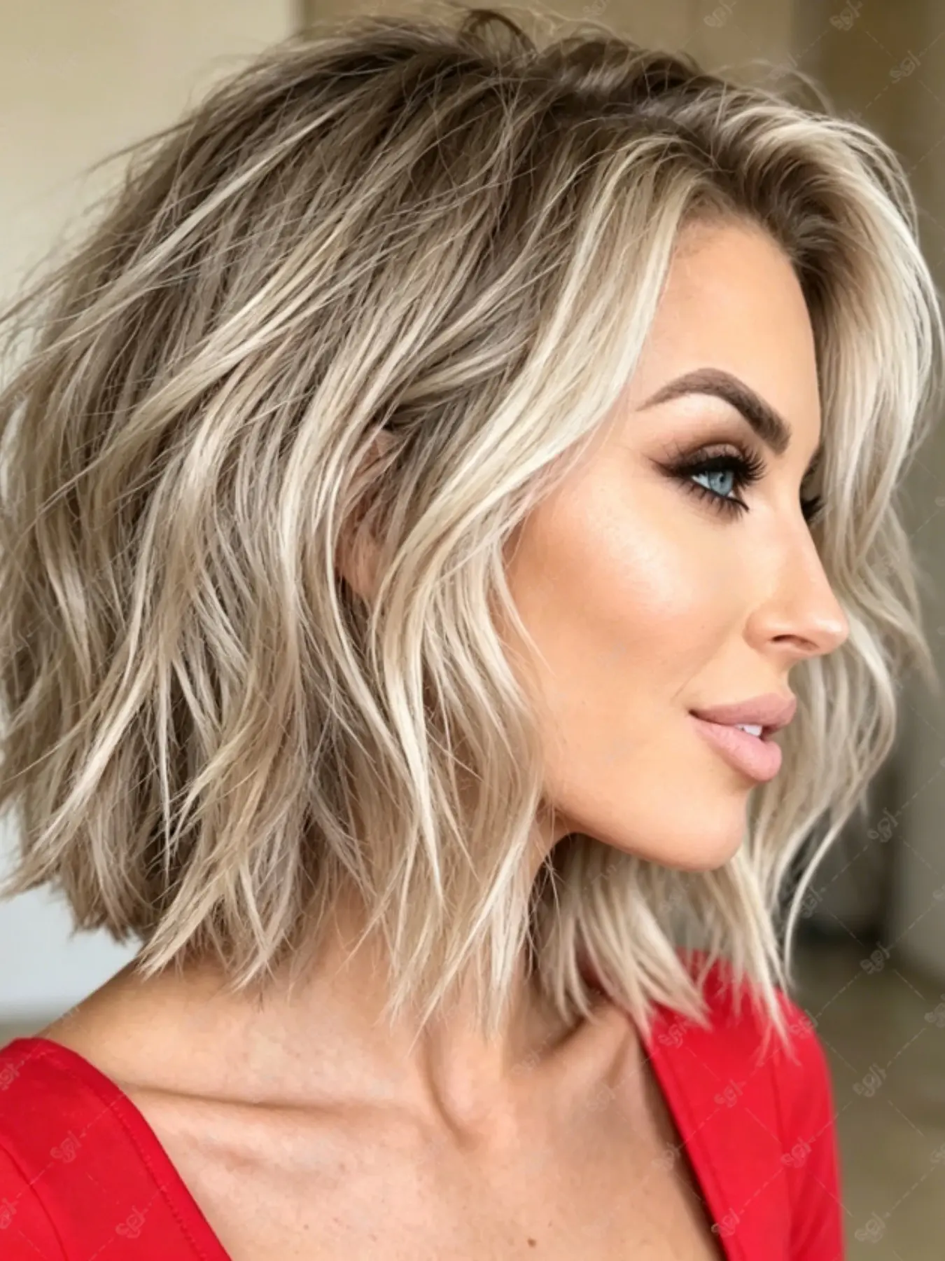 14-Inch Short Bob 13x4 Front Lace Wig, 100% Human Hair, Ombre Highlight Blonde Soft Shiny Body Wavy Short Hair, 150 Density, Pre-Blended Baby Hair, Natural Look, Women's Daily Wear
